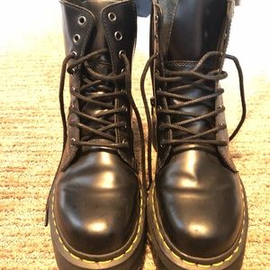 Black leather platform Doc Martens